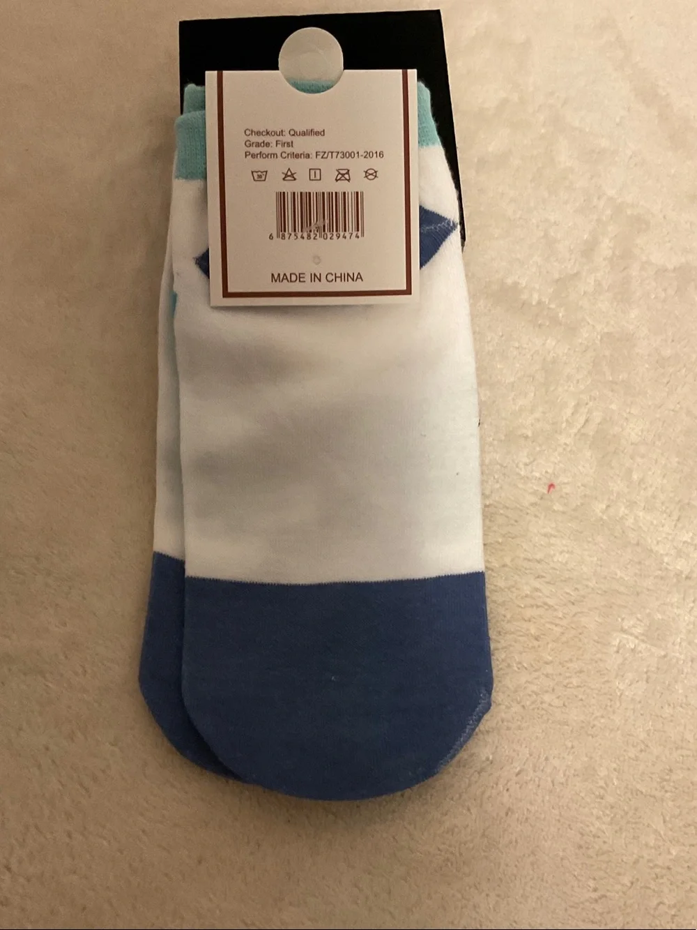Stitch Character Crew Socks - Blue, Teal & White